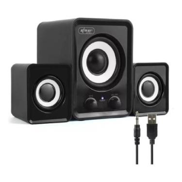 Imagem de Mini Caixinha Caixa de Som C/ Subwoofer USB Som Estéreo 12W RMS P2 3.5