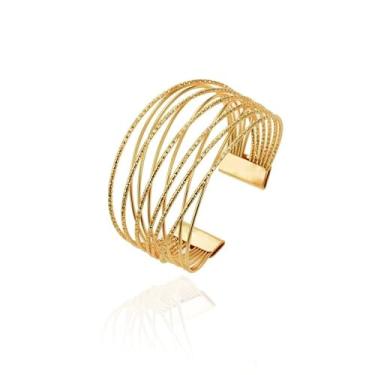 Imagem de Pulseiras femininas douradas e prateadas banhadas a ouro na moda, multicamadas, pulseira aberta em camadas, joias delicadas, vestido de deusa grega, presentes para aniversário, amizade, Natal, Large