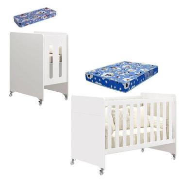 Imagem de Berço Americano Evolution 4 Em 1 Branco Acetinado Com Colchão Mini E Colchão Americano Ortobom - Reller