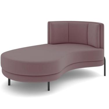 Imagem de Chaise Longue Divã 164cm Braço Direito Logus D06 Veludo Rosê - Mpozenato