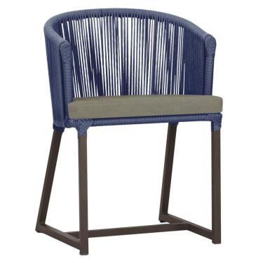 Imagem de Cadeira De Jantar Noronha Alumínio Marrom E8 Trama Original Azul