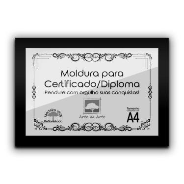 Imagem de 1 Certificado/Diploma A4 Com Tela De Acetato E Mdf Titulo Moldura Preta
