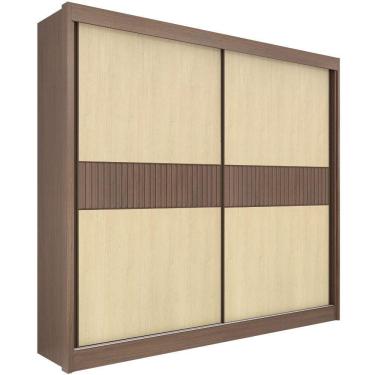 Imagem de Guarda Roupa Cancun Ripado Castanho Linho 2 Portas 6 Gavetas D?doro