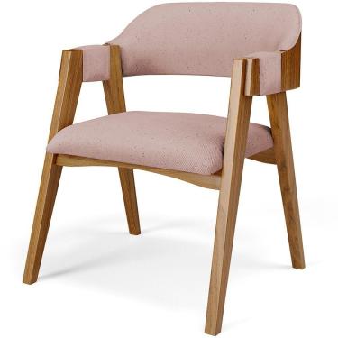 Imagem de Cadeira Para Sala De Jantar E Estar Living Estofada Suran L02 Linho Rosê - Lyam