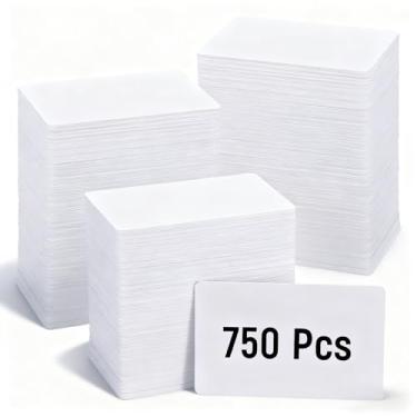 Imagem de Pacote com 750 cartões de identificação de PVC brancos Cr80 cartão de PVC de 30 mil cartões de crachá de plástico em branco compatíveis com a maioria das impressoras para impressão de crachá de