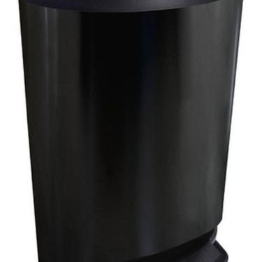 Imagem de Lixeira De Piso Oval Black Inox Com Pedal 20L 49X32X35Cm
