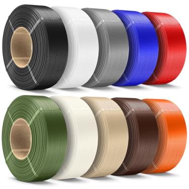Imagem de SUNLU Refil de filamento PLA+ de 10 kg 1,75 mm, refil PLA de filamento de impressora 3D, filamento PLA Plus sem carretel para carretéis reutilizáveis, 1 KG/rolo preto/branco/cinza/azul Klein/vermelho