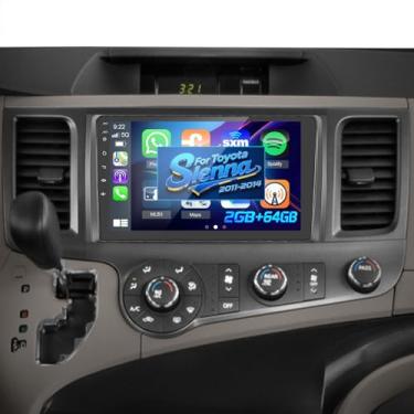 Imagem de [2+64] Rádio automotivo Volxcereo para Toyota Sienna 2011 2012 2013 2014, tela sensível ao toque Android 9 polegadas estéreo com Carplay e Android Auto, áudio EQ, GPS, WiFi, Bluetooth, SWC, FM/RDS