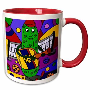 Imagem de 3dRose Caneca de arte abstrata moderna com saxofone engraçado pug filhote de cachorrinho, 325 ml, vermelha