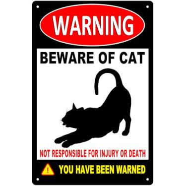 Imagem de Dutpurly 20,32 cm x 30,5 cm Alumínio Metal Cuidado com o Gato Sinal Propriedade Privada Sinais de Aviso de Gato Sem invasão para Cerca Quintal Fazenda