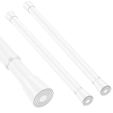 Imagem de Varão de cortina de chuveiro branco ajustável de 40 a 71 cm, 2 peças, 2 peças de diâmetro, antiderrapante, resistente, com mola de tensão, sem furadeira, para janelas, banheiro, cozinha, armário
