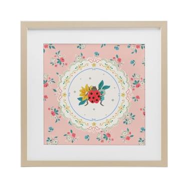 Imagem de Stupell Industries Impressão emoldurada branca da Spring Lady Bug Lace Pattern Under Glass, design de Angela Steahling, 33 x 33