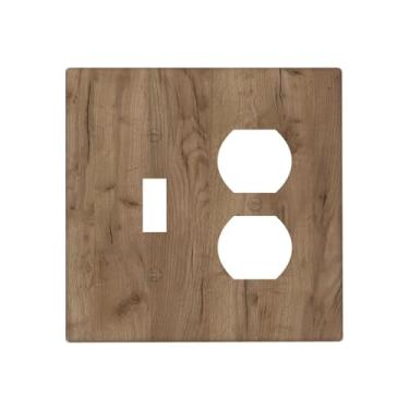 Imagem de Nadoabtm Capas de tomada marrom quente grão de madeira 1 interruptor 1 interruptor duplex capas de placa de interruptor de luz elétrica placa decorativa de parede capa de tomada para quarto decoração