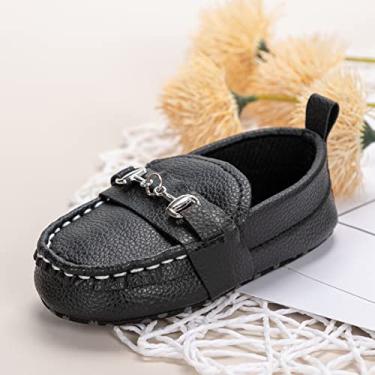 Imagem de Mocassins para bebês meninos meninas sola macia mocassins meninas primeira caminhada sapatos sociais, A01/preto, 12-18 Months Toddler