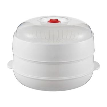 Imagem de KiBcsLic Tigela vaporizadora para micro-ondas, recipiente multifuncional ao calor, utensílio de cozinha para micro-ondas, ideal para cozinhar sopas