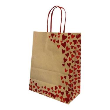 Imagem de Kit 10 Sacola Para Presente Amor Papel Kraft 17,5X8,5X21,5Cm - Db