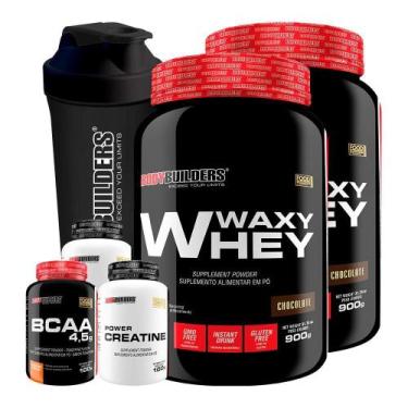 Imagem de Kit 2 Waxy Whey 900G+ Bcaa 4,5 100G+ 2 Power Creatina 100G - Bodybuild