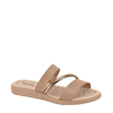 Imagem de Sandália Feminina Elástico Brilho Conforti Modare 7162.332, Nude, Ouro