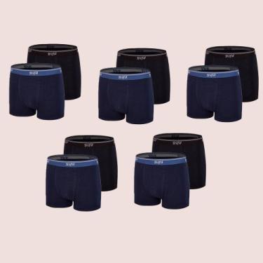 Imagem de Kit 10 Cuecas Boxer Em Algodão Costura Fina Trifil, Preto, Marinho, P