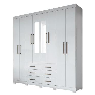 Imagem de Guarda Roupa Casal Com Espelho 8 Portas 6 Gavetas Liverpool New Branco - Santos Andirá
