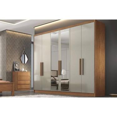 Imagem de Guarda Roupa Casal 6 Portas (2 C/ Espelho) E 4 Gavetas Rizon/linea Plus Cumaru/fendi 25 - Novo Horizonte