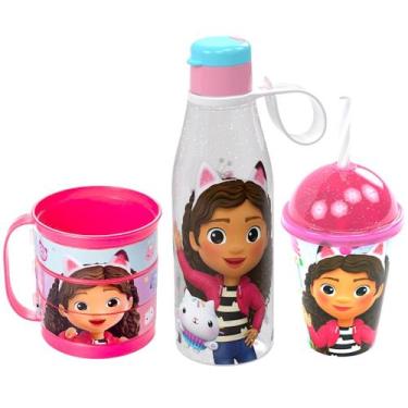 Imagem de Kit Infantil Casa Mágica da Gabby Caneca Divertida, Copo Shake e Garra