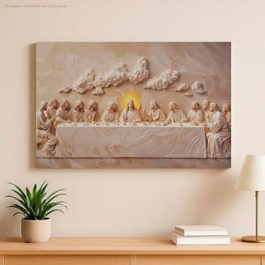 Imagem de quadros canvas santa ceia decorativo religioso tela 60x40 arte sacra parede quadro decoracao cristao pintura classica impressao alta definicao