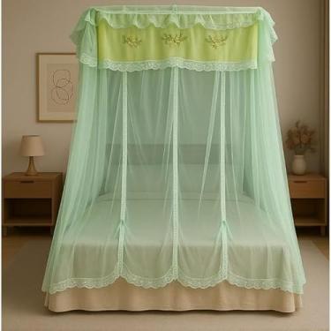 Imagem de Mosquiteiro Palácio Sem Armação Casal/Queen – Renda Volta ao Mundo, Modelo Luxo 3B | Leve, Elegante e Fácil de Instalar(verde)