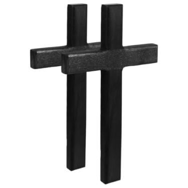 Imagem de BESPORTBLE Conjunto de 2 peças de pendurar na parede cruz de madeira preto para decoração de casa, casamentos, festas, meditação, religioso, espiritual, cristão