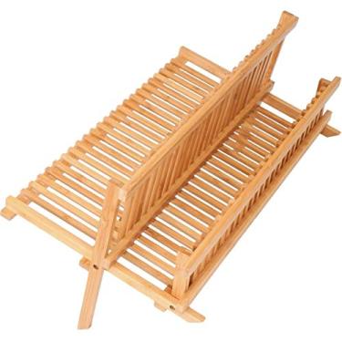 Imagem de Escorredor de Pratos e Utensílios Retrátil em Madeira Bambu