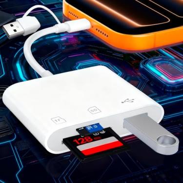 Imagem de Leitor de cartão SD, leitor de cartão 3 em 1 USB C para SD/TF/MS de alta velocidade com adaptador USB A para USB C, leitor de cartão de memória para iPhone 17/16/15 Pro Max iPad Pro, MacBook Pro/Air