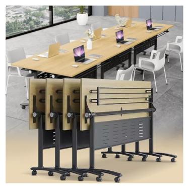 Imagem de SPXMQSS Mesa de escritório, mesa de reuniões de escritório móvel com rodas silenciosas mesa para computador modular para escritório, sala de reuniões, sala de aula 4 unidades 120 x 50 x 75 cm