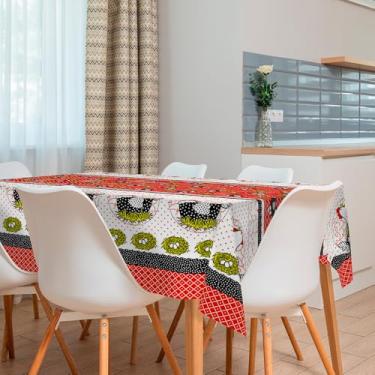 Imagem de Toalha de Mesa Plástica Térmica Impermeável para 4 6 e 8 Lugares Toalha Retangular Antiderramamento para Cozinha e Sala (CARIJÓ,8 Lugares)