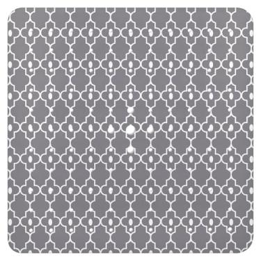 Imagem de Tapete de banheira antiderrapante, tapete de banheira quadrado cinza com ventosas para adultos, crianças, idosos 53 x 53 cm