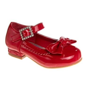 Imagem de Josmo Sapatos Mary Jane para meninas - Calçado social elegante e confortável (infantil - criança pequena - criança grande), Patente vermelha, 7 Toddler
