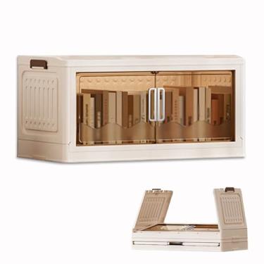 Imagem de SPXMQSS Caixa de plástico de armazenamento, caixas de plástico com tampa e rodas, caixa organizadora dobrável transparente, caixas de armazenamento empilháveis, para roupa brinquedos campismo