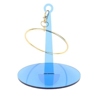 Imagem de Suporte de fio de pulso portátil com alça de braçadeira Organizador de armazenamento de bola de fio giratório leve para entusiastas de tricô e crochê feito de material acrílico (Azul)