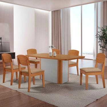 Imagem de Mesa De Jantar Isadora 180cm Tampo Mdf Laminado Turim 07 Off White