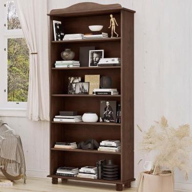 Imagem de Estante Livreiro 85cm Com Prateleiras Pé Madeira Rubia Café F07 - Mpozenato