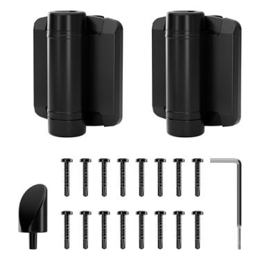 Imagem de JZVXX 1 par de kit de dobradiça de porta de fechamento automático, design de capacete, dobradiça de cerca ajustável à prova de ferrugem para portões de grade de metal ao ar livre, vinil e madeira