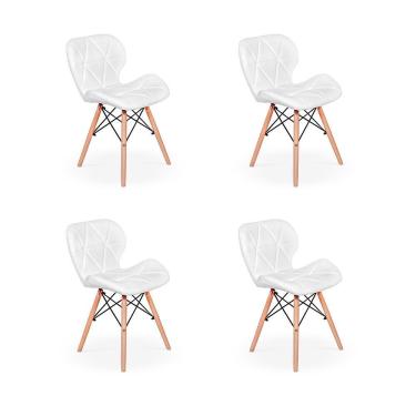 Imagem de Kit 04 Cadeiras Charles Eames Eiffel Slim Wood Branca