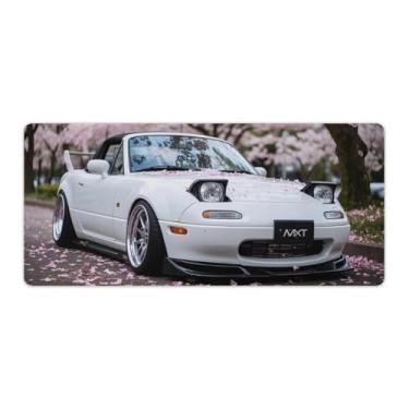 Imagem de HouLaiZhe JDM Tapetes de mesa de carro esportivo Mx5 faróis pop-up flores de cerejeira tapetes de mouse pads de mesa grandes mousepads para teclado de mesa tapete de computador 40 x 90 cm