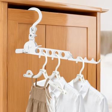 Imagem de HDFCLUP Prateleira de secagem portátil para roupas com 5 cabides dobráveis, haste retrátil para pendurar na porta para viagens, cruzeiros, hotéis, trailers, dormitórios, apartamentos