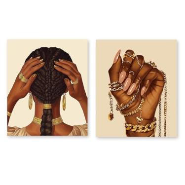 Imagem de RLTXBUK Pacote com 2 kits de arte de diamante para mulheres negras, presentes afro-americanos para mulheres negras, kits de arte de pintura de diamante para adultos e crianças iniciantes, 24 x 29 cm
