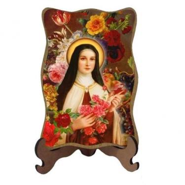 Imagem de Porta-Retrato Santa Terezinha em Madeira Mod 1 - SJO Artigos Religioso