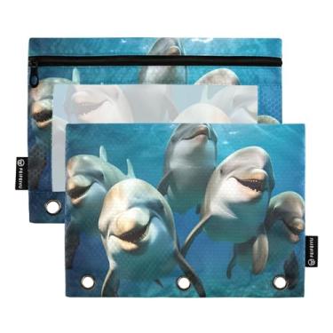 Imagem de Wassud Sorrindo Dolphins Pacote com 2 Pastas de Fichário Pastas de Bolso com 3 Furos, Pasta Organizadora de Fichários para Casa, Escritório