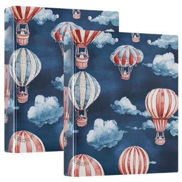 Imagem de xigua Balões de ar quente 3 fichários redondos comporta 200 folhas, à prova d'água, tamanho carta 3, fichários com bolsos internos transparentes de PVC e clipe de metal antiderrapante, 1 pacote