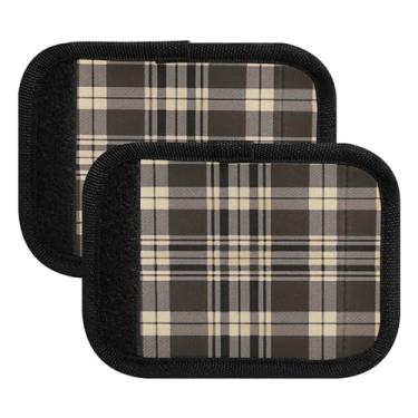 Imagem de Qilmy Cabo xadrez búfalo preto marrom pacote com 2 identificadores de bagagem, identificadores de bagagem, capa confortável para carrinho de bebê, mala de viagem, acessórios de viagem de avião1415