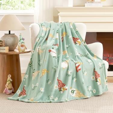 Imagem de Cozy Bliss Cobertor de primavera Gnomo – Design floral de margarida de jardim, cobertores quentes de pelúcia leitosa, cobertores ultramacios e aconchegantes para sofá, cama, bege, 127 x 152 cm