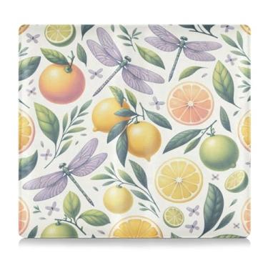 Imagem de Burbuja Suporte de registro e seguro de carro, caixa de luvas de couro laranja e limões para veículos, organizador de documentos, carteira e acessórios